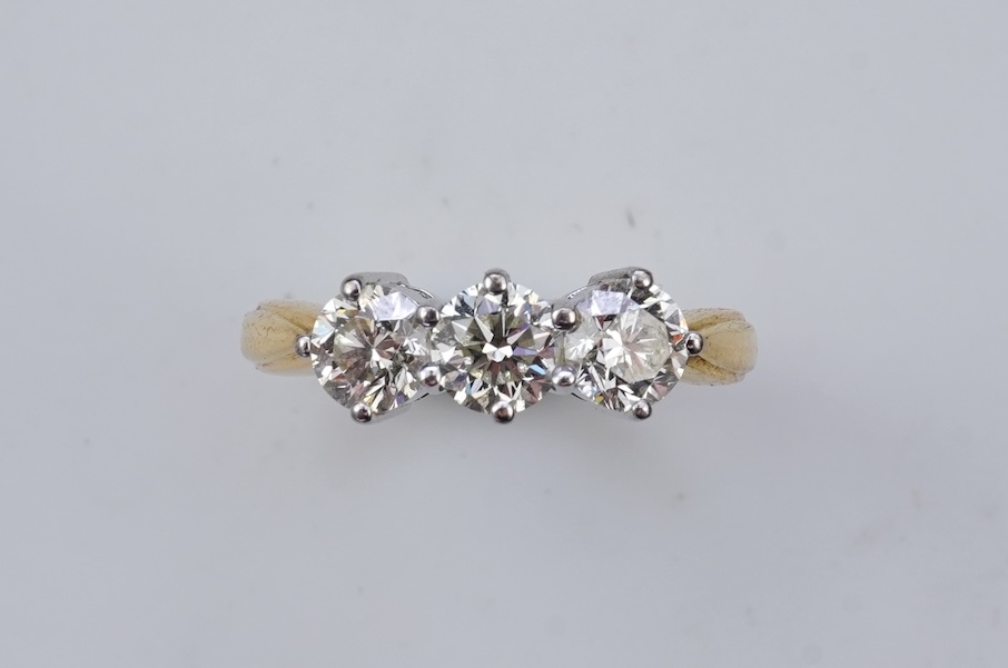 A diamond three-stone ring